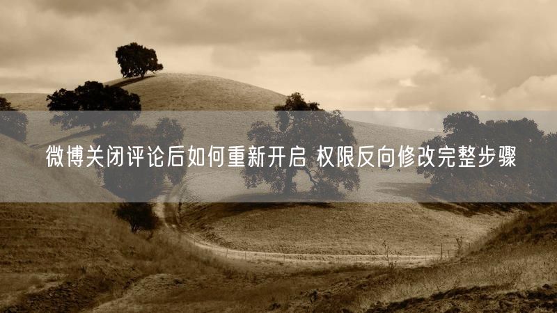 微博关闭评论后如何重新开启 权限反向修改完整步骤