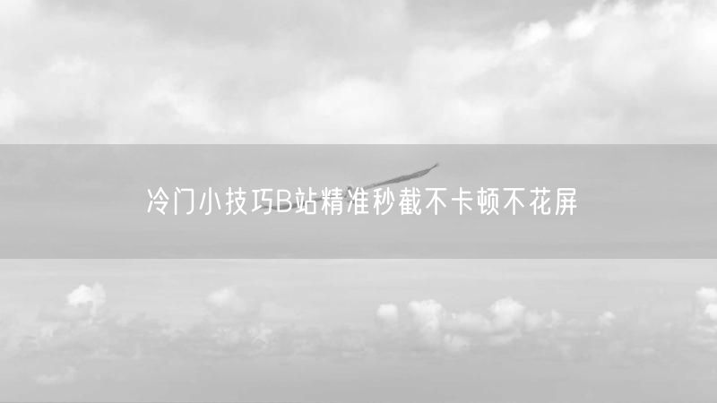冷门小技巧B站精准秒截不卡顿不花屏